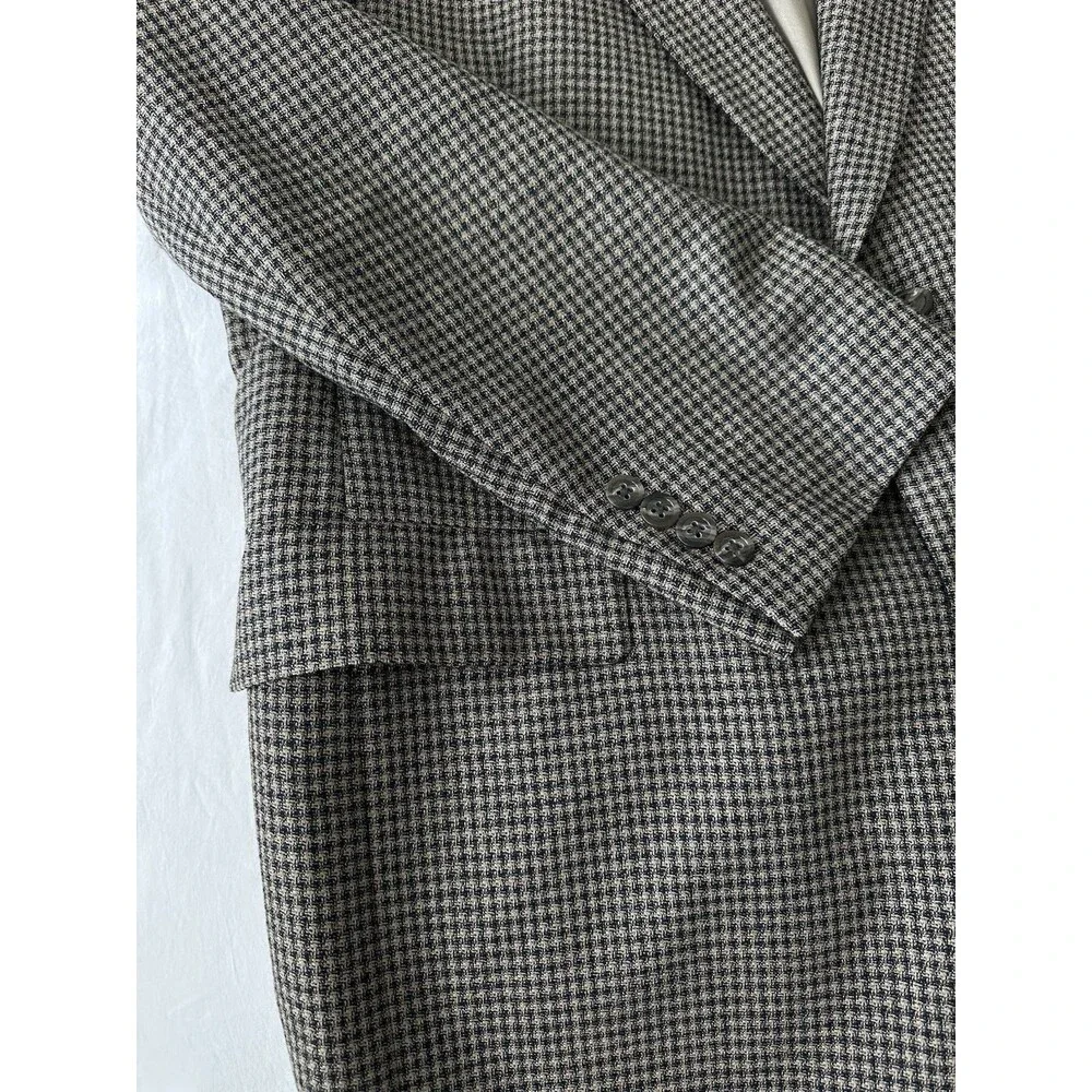 Hart Schaffner Marx Houndstooth Blazer Men 44R Wool Sport Coat